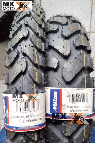 Par Pneu Mitas E-07 + ( Plus ) ( Enduro Trail +) - Dianteiro 90/90-21 ( 54H ) e Traseiro 150/70-17 ( 69H )